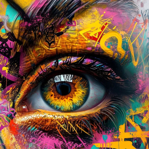 Touteladeco / Toile / Tableau / Pop Art / Graffiti / Oeil / Decoration / Salon / Cadeau / Street Art / Moderne