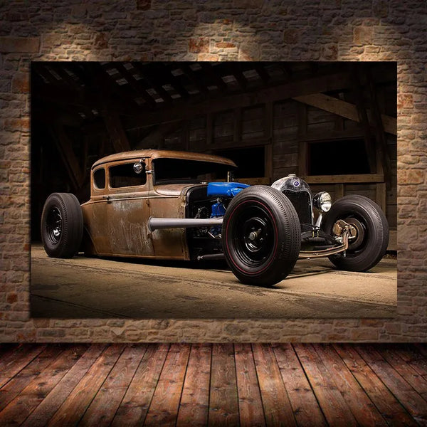 Touteladeco / Tableau Art / Voiture / Supercar / Hot Rod Vintage / Décoration Murale / Décoration de maison / Moderne