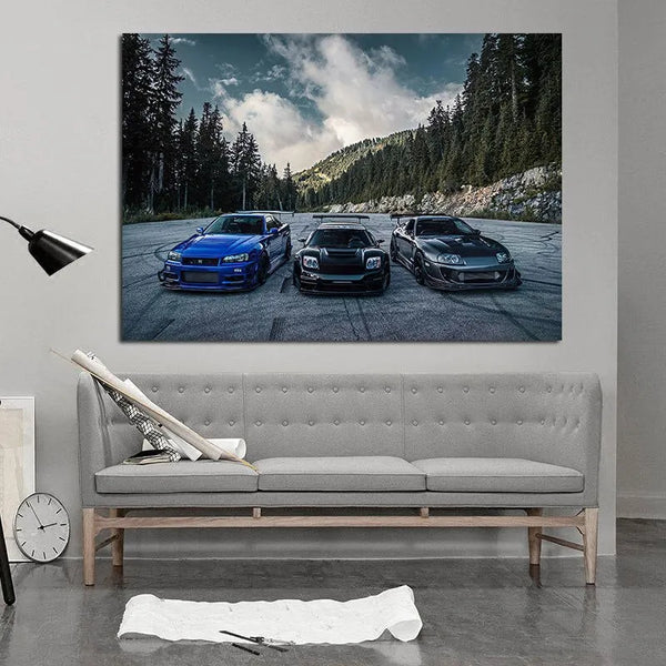 Touteladeco / Tableau Art / Voiture / Supra Nissan Skyline / Décoration Murale / Décoration de maison / Moderne
