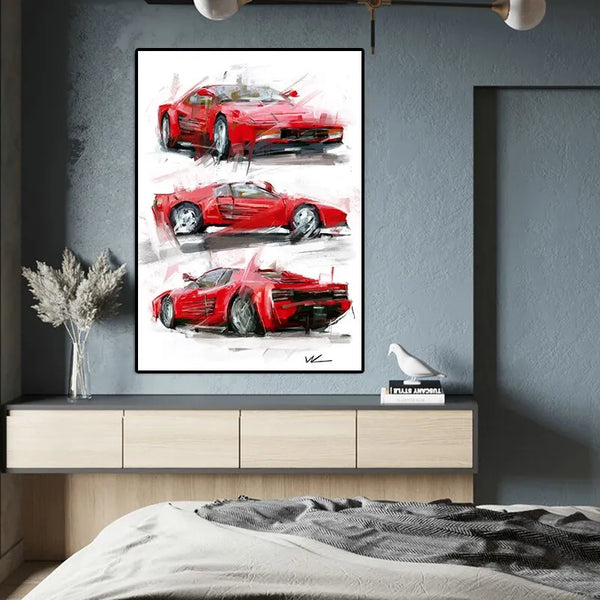 Touteladeco / Tableau Art / Voiture / Ferrari F40 / Décoration Murale / Décoration de maison / Moderne