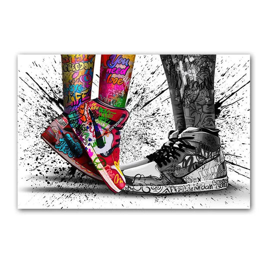 Touteladeco / Tableau Pop Art / Basket / Street Art / Décoration Murale / Décoration de maison / Moderne / Toile / Street Art / Jordan