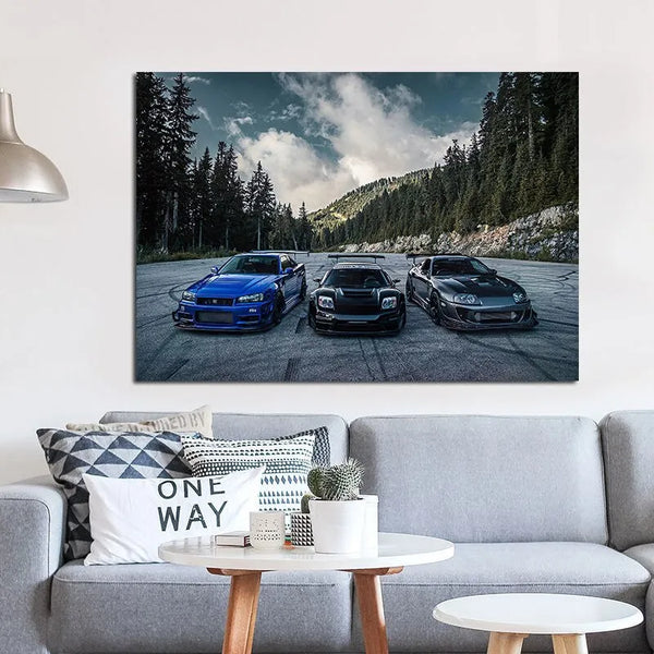 Touteladeco / Tableau Art / Voiture / Supra Nissan Skyline / Décoration Murale / Décoration de maison / Moderne