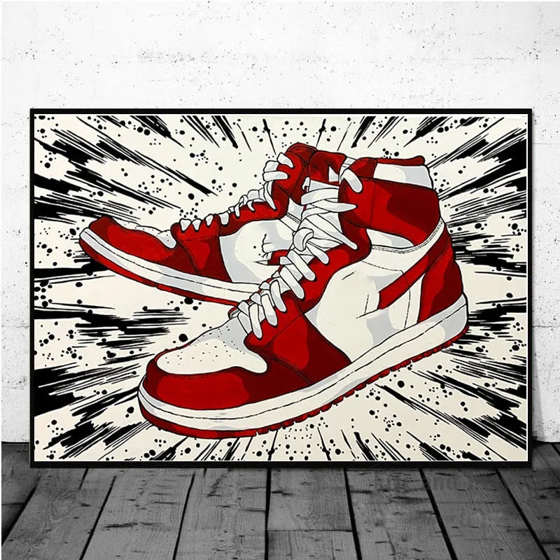 Touteladeco / Tableau Pop Art / Sneakers / Décoration Murale / Décoration de maison / Moderne / Toile / Street Art / Nike