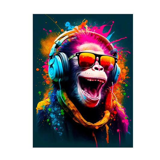 toile / singe / animaux / graffiti / dj / casque / tableaux / decoration