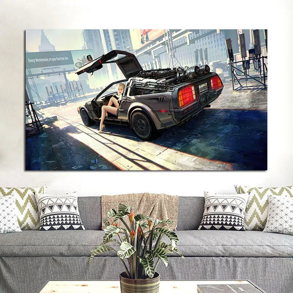 Touteladeco / Tableau Art / Voiture / Classic Movie Time Machine / Décoration Murale / Décoration de maison / Moderne
