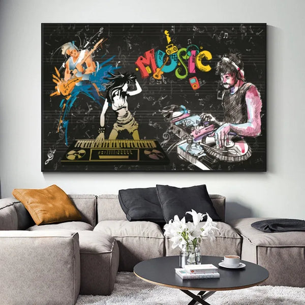 Touteladeco / Tableau Art / Musique / DJ / Graffiti / Décoration Murale / Décoration de maison / Moderne