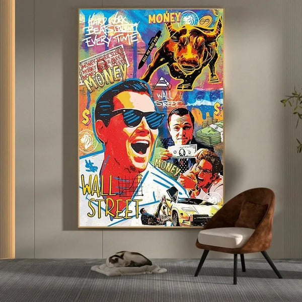 Touteladeco / Tableau Art / Films / Loup De Wall Street / Graffiti / Décoration Murale / Décoration de maison / Moderne