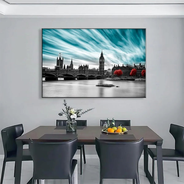Touteladeco / Tableau Art / Paysage / Big Ben / Londres / Ville / Décoration Murale / Décoration de maison / Moderne