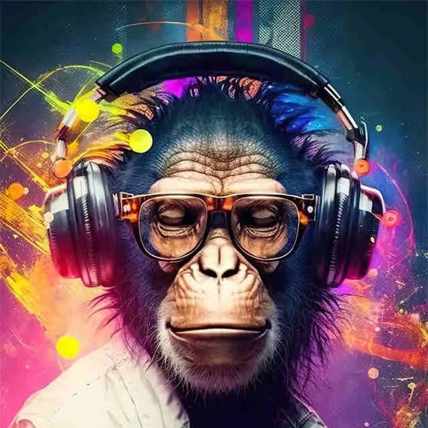 toile / singe / animaux / pop art / dj / casque / tableaux / decoration / chic