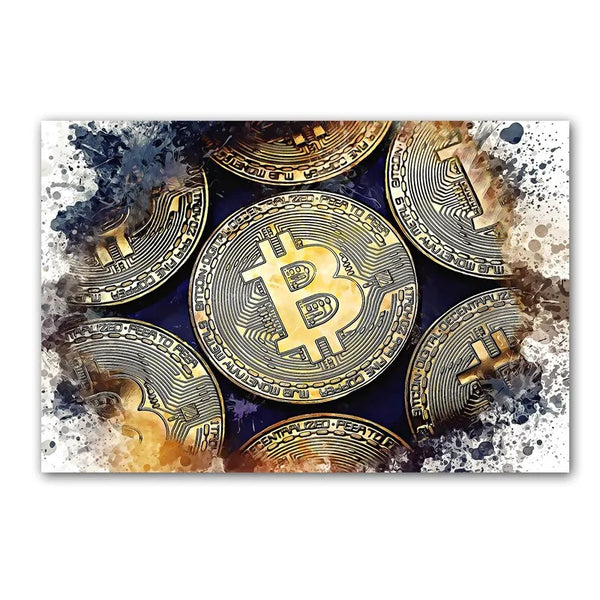 Touteladeco / Tableau Art / Bitcoin / Luxe / Décoration Murale / Décoration de maison / Moderne