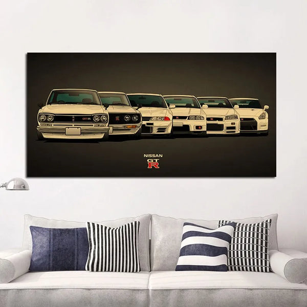 Touteladeco / Tableau Art / Voiture / Nissan Skyline GTR / Décoration Murale / Décoration de maison / Moderne