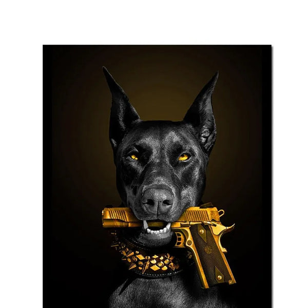 Touteladeco / Animaux / Chien / Doberman / Gun / Décoration Murale / Décoration de maison / Moderne