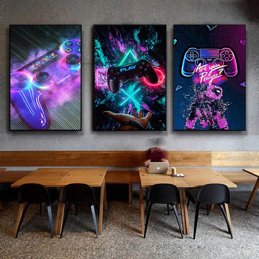 Touteladeco / Tableau Pop Art / Gaming / Joystick / Playstation / Geek / Décoration Murale / Décoration de maison / Moderne