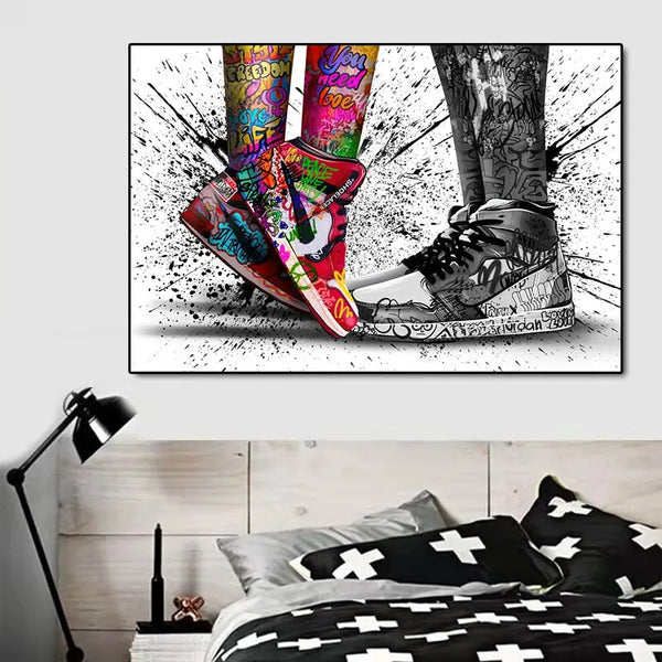Touteladeco / Tableau Pop Art / Basket / Street Art / Décoration Murale / Décoration de maison / Moderne / Toile / Street Art / Jordan