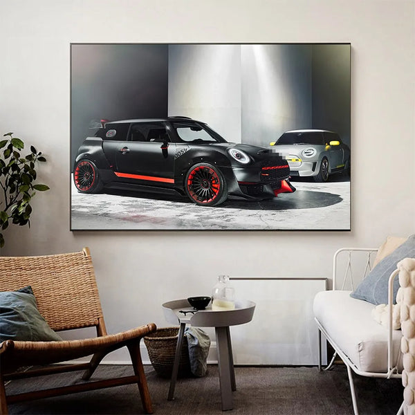 Touteladeco / Tableau Art / Voiture / Mini Cooper / Décoration Murale / Décoration de maison / Moderne