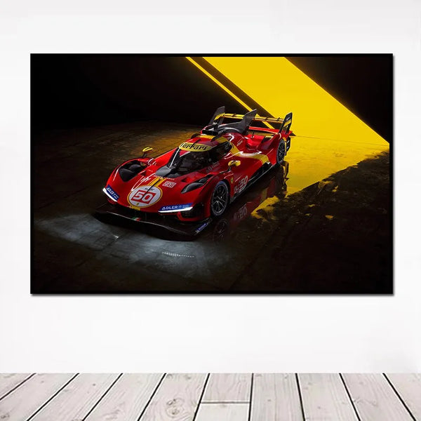Touteladeco / Tableau Art / Voiture / Ferrari / 499P / Le Mans / Décoration Murale / Décoration de maison / Moderne