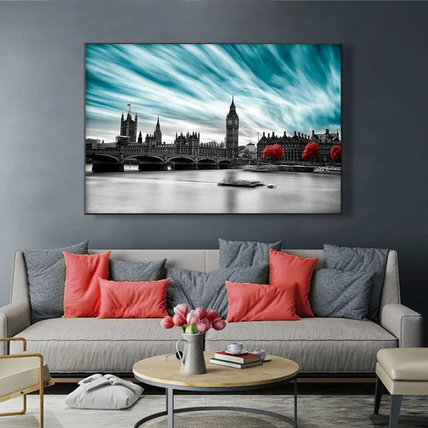 Touteladeco / Tableau Art / Paysage / Big Ben / Londres / Ville / Décoration Murale / Décoration de maison / Moderne