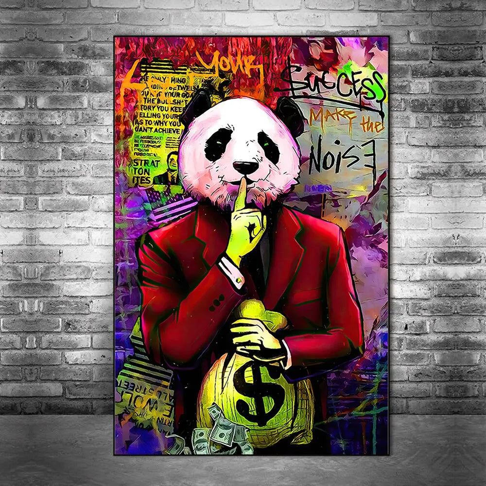 Touteladeco / Tableau Pop Art / Animaux / Panda / Décoration Murale / Décoration de maison / Moderne