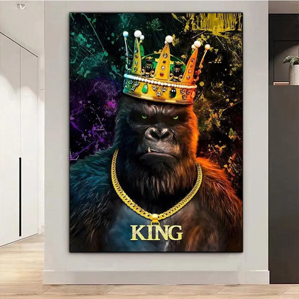 Touteladeco / Tableau Pop Art / king / Gorille / Décoration Murale / Moderne