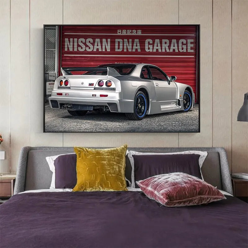 Touteladeco / Tableau Art / Voiture / Supercar Nissan GTR / Décoration Murale / Décoration de maison / Moderne
