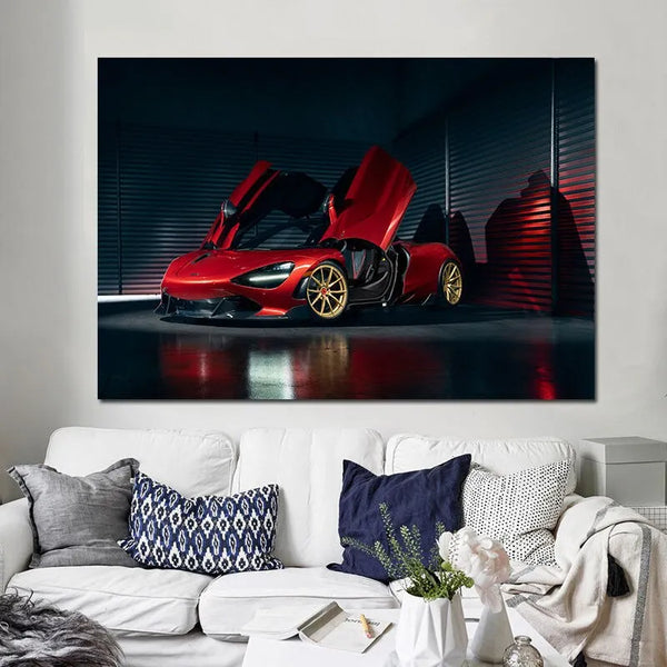 Touteladeco / Tableau Art / Voiture / Supercar Ferrari 720s / Décoration Murale / Décoration de maison / Moderne