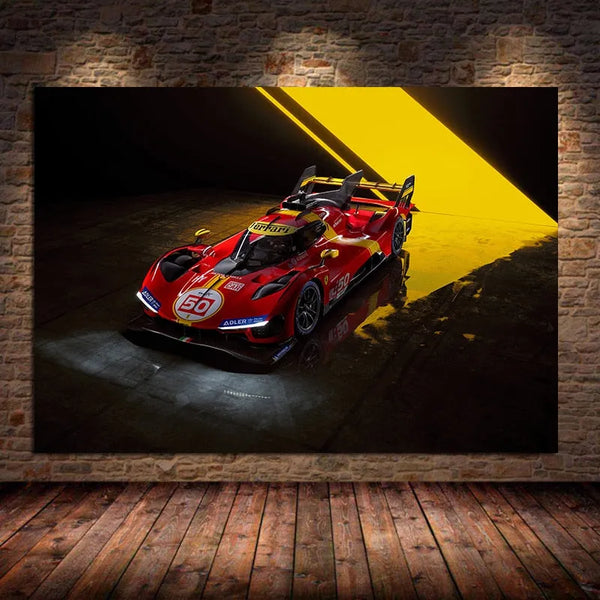 Touteladeco / Tableau Art / Voiture / Ferrari / 499P / Le Mans / Décoration Murale / Décoration de maison / Moderne