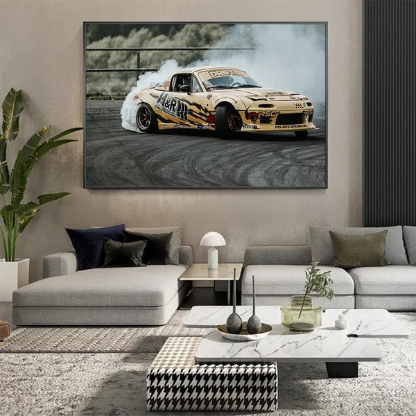 Touteladeco / Tableau Art / Voiture / Drift Race/ Décoration Murale / Décoration de maison / Moderne