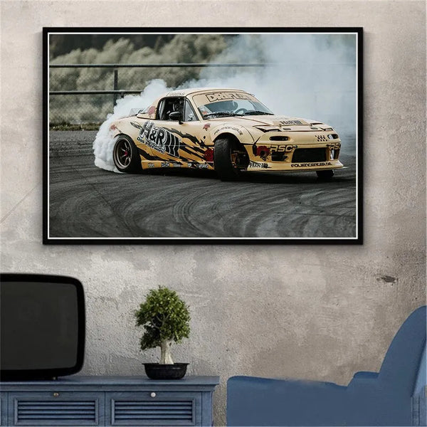 Touteladeco / Tableau Art / Voiture / Drift Race/ Décoration Murale / Décoration de maison / Moderne