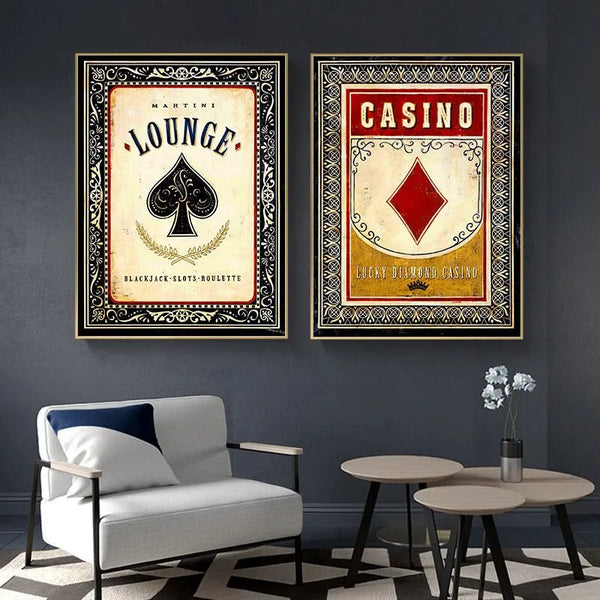 Touteladeco / Tableau Pop Art / Luxe / Poker / Cartes / Décoration Murale / Décoration de maison / Moderne