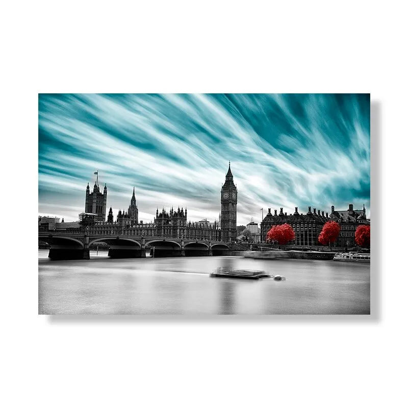 Touteladeco / Tableau Art / Paysage / Big Ben / Londres / Ville / Décoration Murale / Décoration de maison / Moderne
