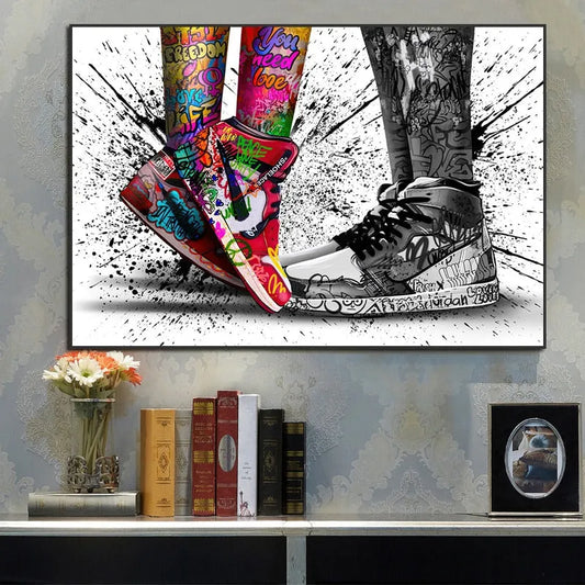 Touteladeco / Tableau Pop Art / Basket / Street Art / Décoration Murale / Décoration de maison / Moderne / Toile / Street Art / Jordan