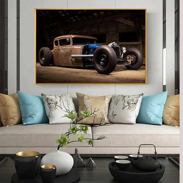 Touteladeco / Tableau Art / Voiture / Supercar / Hot Rod Vintage / Décoration Murale / Décoration de maison / Moderne
