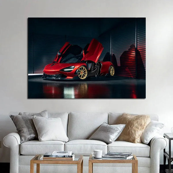 Touteladeco / Tableau Art / Voiture / Supercar Ferrari 720s / Décoration Murale / Décoration de maison / Moderne