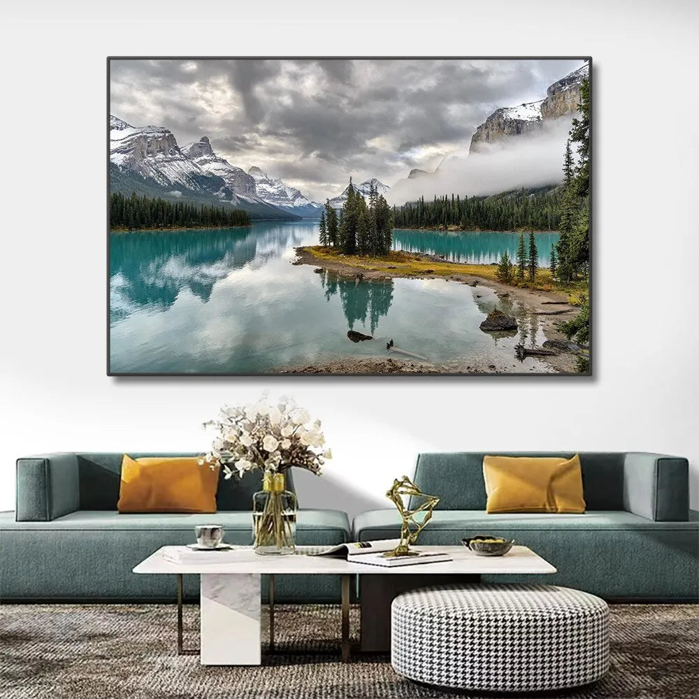Tableau Toile Impression Paysage Montagne Et Rivière - 80 X 160 Cm, Sans Cadre - Décoration Murale Salon, Chambre - 4