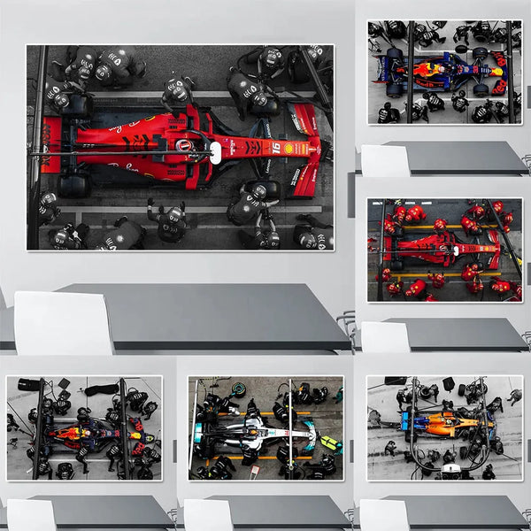 Touteladeco / Tableau Art / Formule 1 / Ferrari / Mercedes / Red Bull / Décoration Murale / Décoration de maison / Moderne