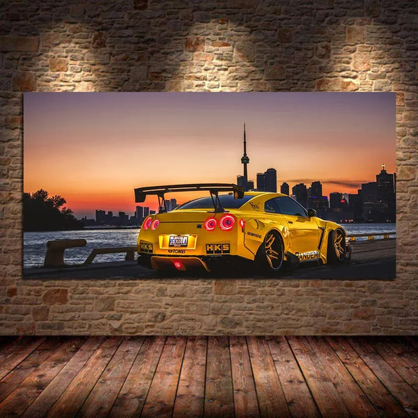 Touteladeco / Tableau Art / Voiture / Nissan GTR / Décoration Murale / Décoration de maison / Moderne