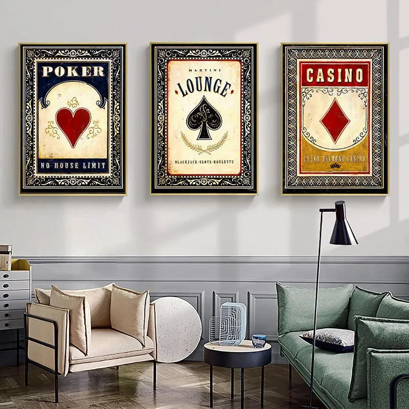 Touteladeco / Tableau Pop Art / Luxe / Poker / Cartes / Décoration Murale / Décoration de maison / Moderne