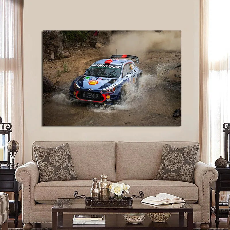 Touteladeco / Tableau Art / Voiture / i20 Coupe WRC Rally / Décoration Murale / Décoration de maison / Moderne