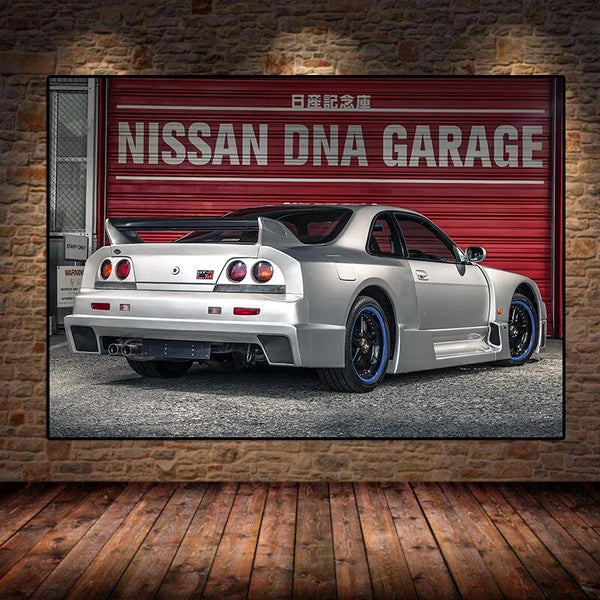 Touteladeco / Tableau Art / Voiture / Supercar Nissan GTR / Décoration Murale / Décoration de maison / Moderne