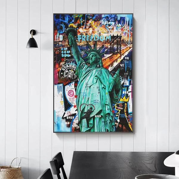 Touteladeco / Tableau Pop Art / Statue de la liberté / Décoration Murale / Décoration de maison / Moderne