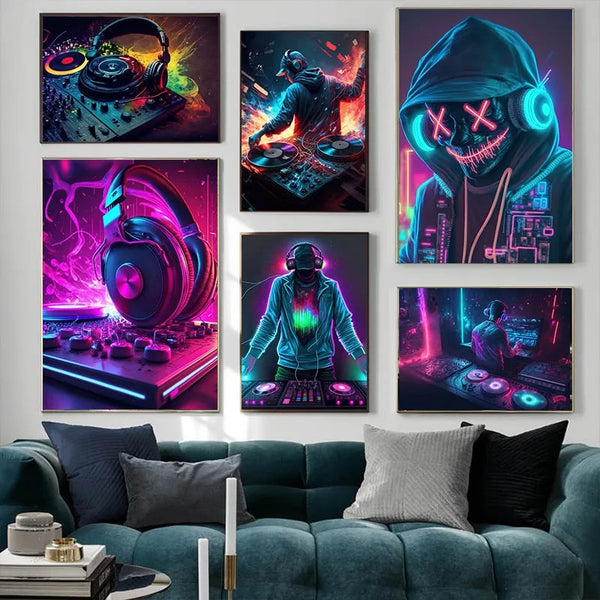 touteladeco / toile / tableaux / clubbing / DJ / platines / vinyles / decoration