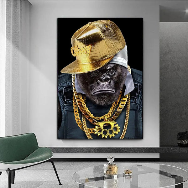 Touteladeco / Tableau Pop Art / king / Gorille / Décoration Murale / Moderne