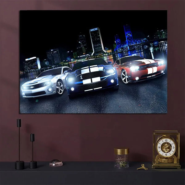 Touteladeco / Tableau Art / Voiture / Ford Mustang Camaro / Décoration Murale / Décoration de maison / Moderne