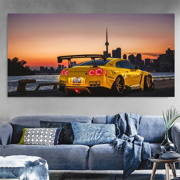 Touteladeco / Tableau Art / Voiture / Nissan GTR / Décoration Murale / Décoration de maison / Moderne