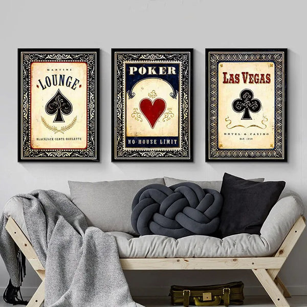 Touteladeco / Tableau Pop Art / Luxe / Poker / Cartes / Décoration Murale / Décoration de maison / Moderne