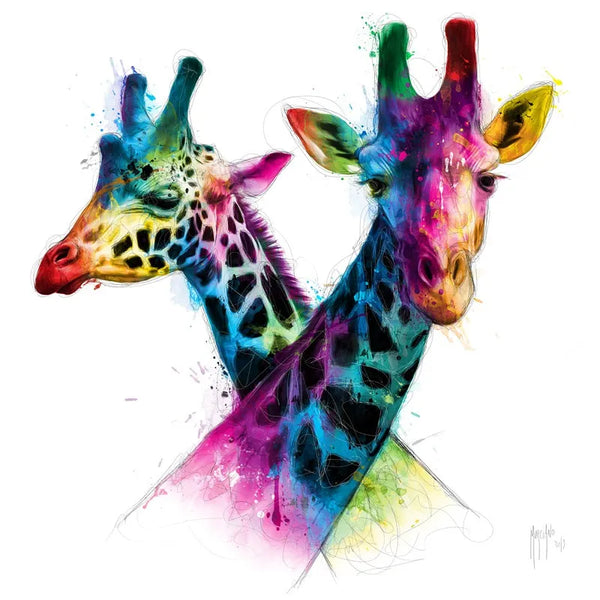 Touteladeco / Tableau Art / Animaux / Girafe / Couleur / Pop Art / Graffiti / Décoration Murale / Décoration de maison / Moderne / Toile