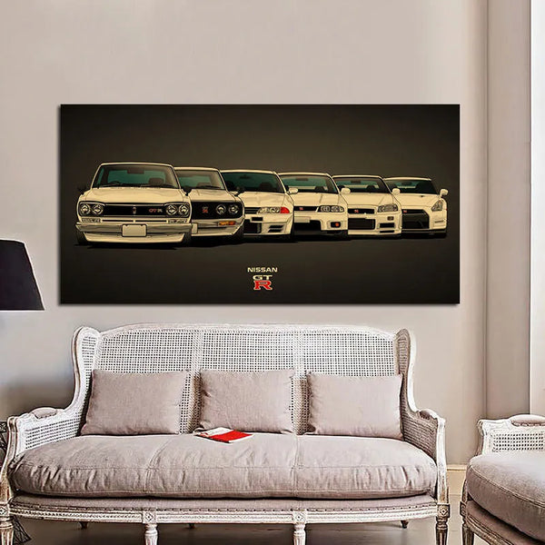 Touteladeco / Tableau Art / Voiture / Nissan Skyline GTR / Décoration Murale / Décoration de maison / Moderne