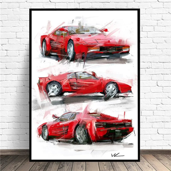 Touteladeco / Tableau Art / Voiture / Ferrari F40 / Décoration Murale / Décoration de maison / Moderne