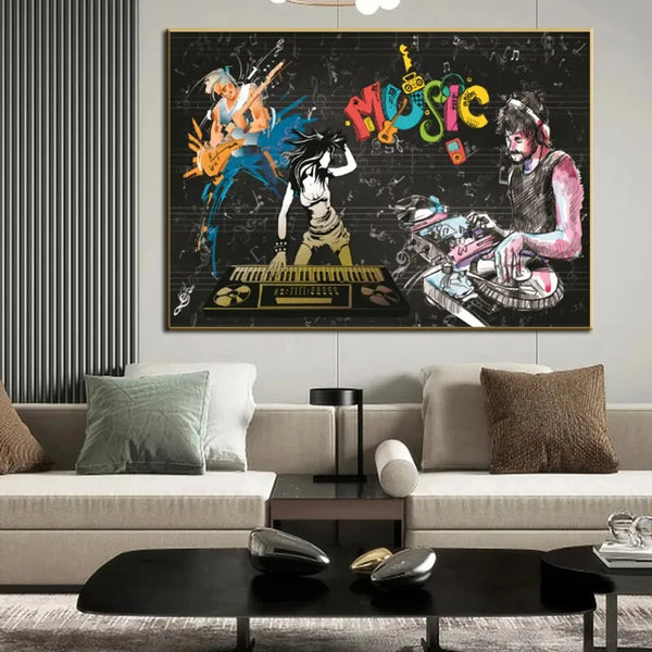 Touteladeco / Tableau Art / Musique / DJ / Graffiti / Décoration Murale / Décoration de maison / Moderne