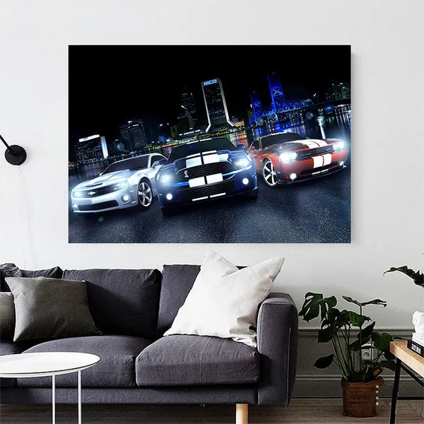 Touteladeco / Tableau Art / Voiture / Ford Mustang Camaro / Décoration Murale / Décoration de maison / Moderne